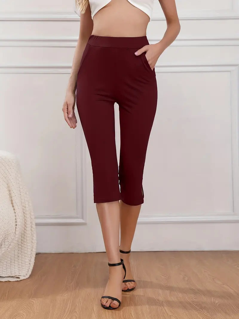 Shivino - Slim Fit Capri Pants with Slit & Side Pockets