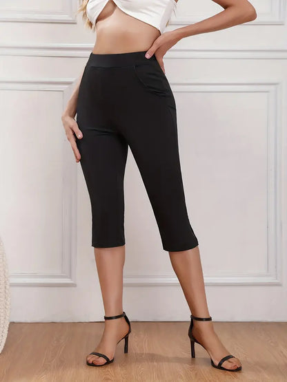 Shivino - Slim Fit Capri Pants with Slit & Side Pockets