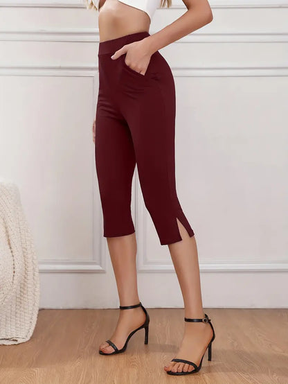 Shivino - Slim Fit Capri Pants with Slit & Side Pockets